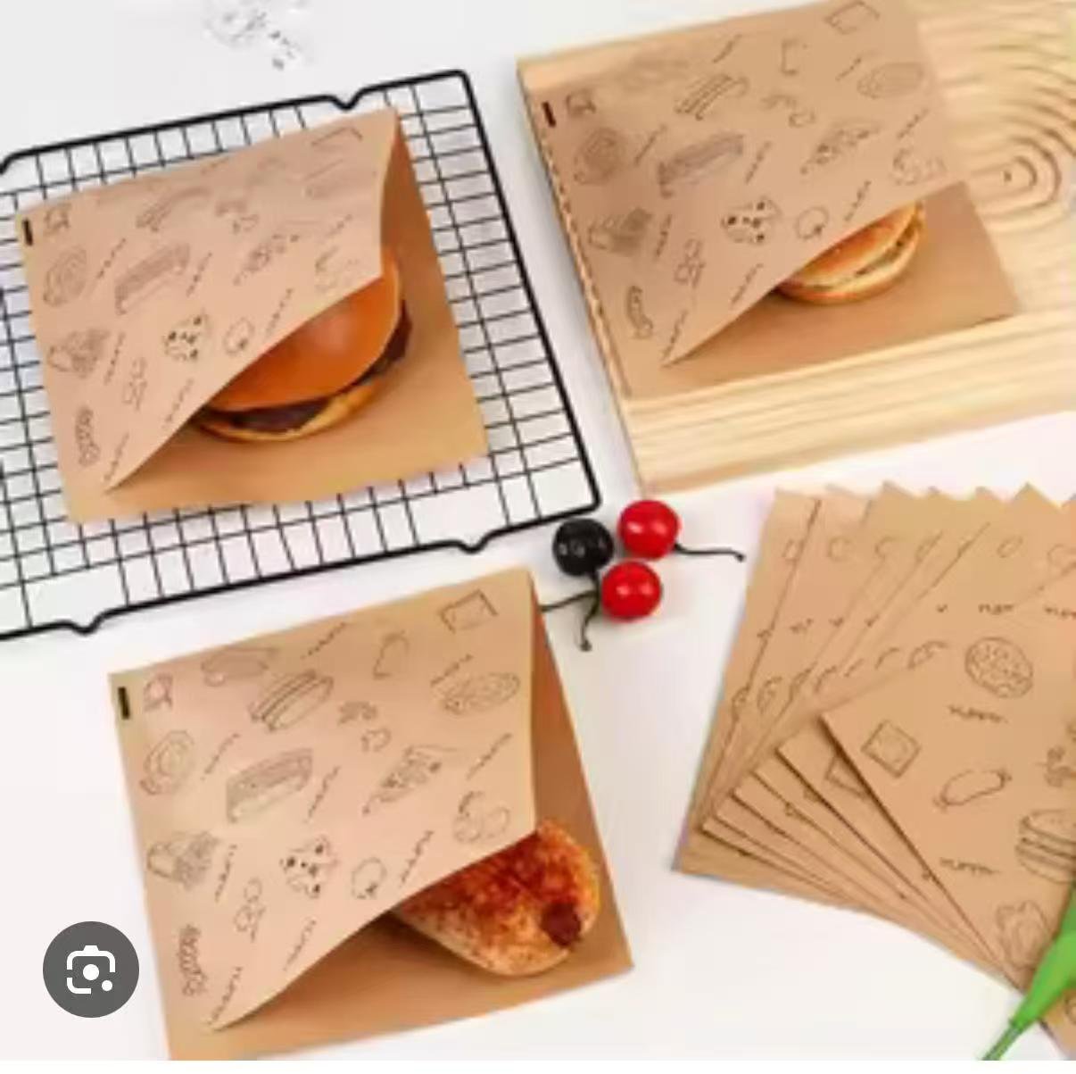 White sharp bottom paper food bag with side gusset for fast food takeaway, produced by V bottom paper bag making machine